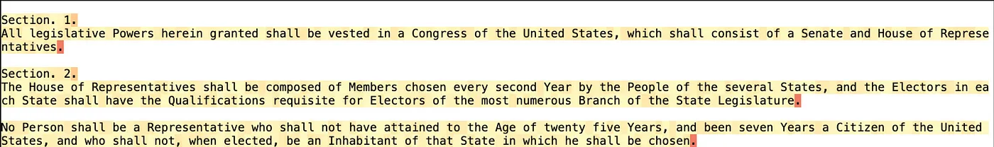 Logprob visualization showing high values at chunk boundaries in red